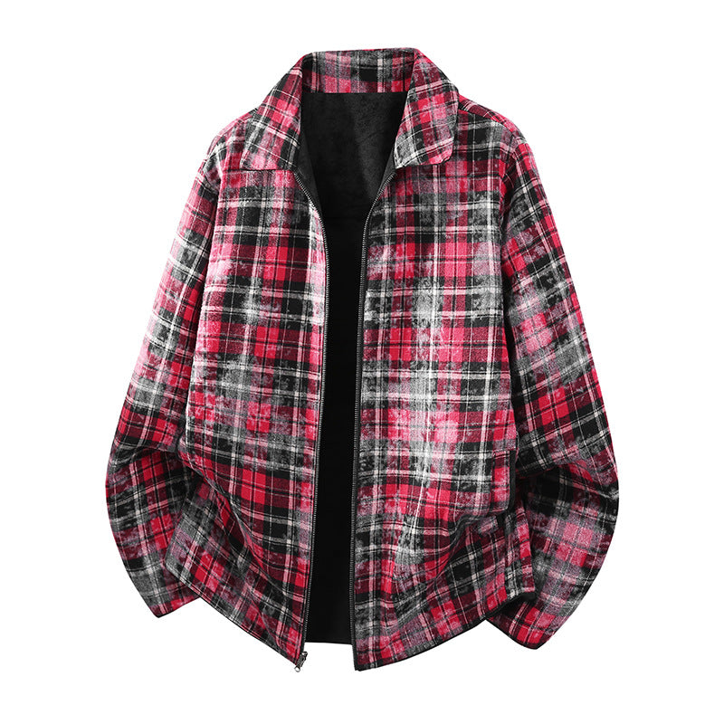 Men's oversized shirt jacket in suede look with checked flannel lining Chichicherry