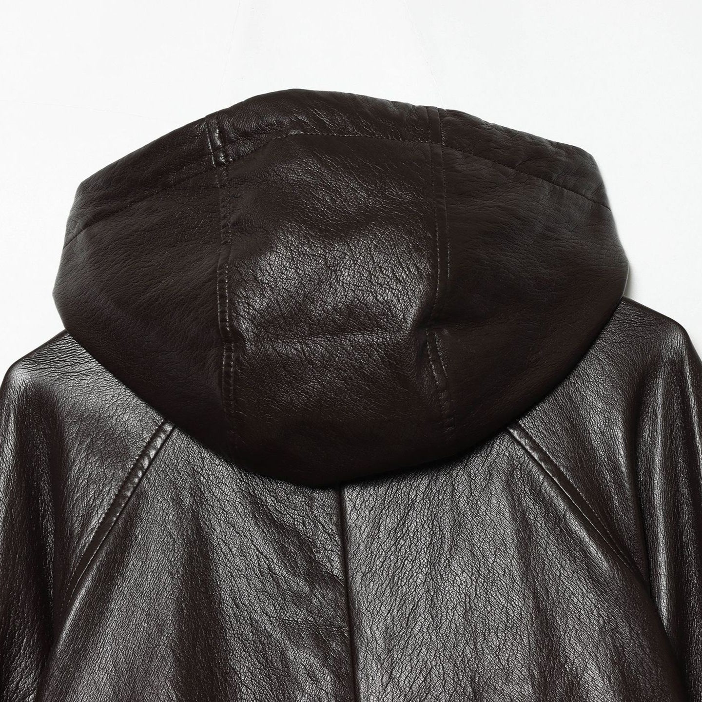 Women's Short Hooded Leather Look Bomber Jacket with Drawstring Hem Chichicherry