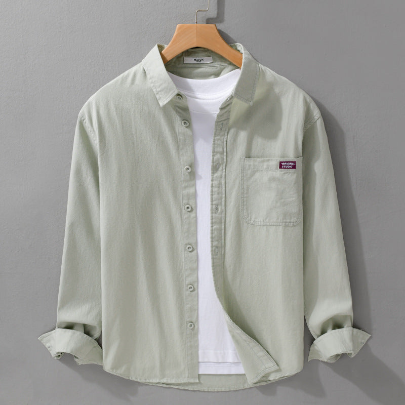Men's Casual Shirt Jacket made of lightweight cotton blend with patch chest pocket and kent collar Chichicherry