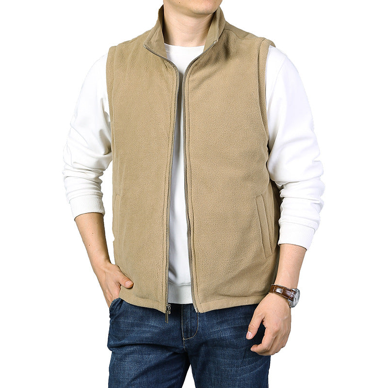 Men's Lightweight Multifunctional Outdoor Vest with Zipper Pockets and Stand Collar Chichicherry