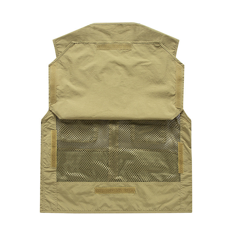 Men's Multifunctional Mesh Utility Vest with Zipper and Multiple Pockets Chichicherry
