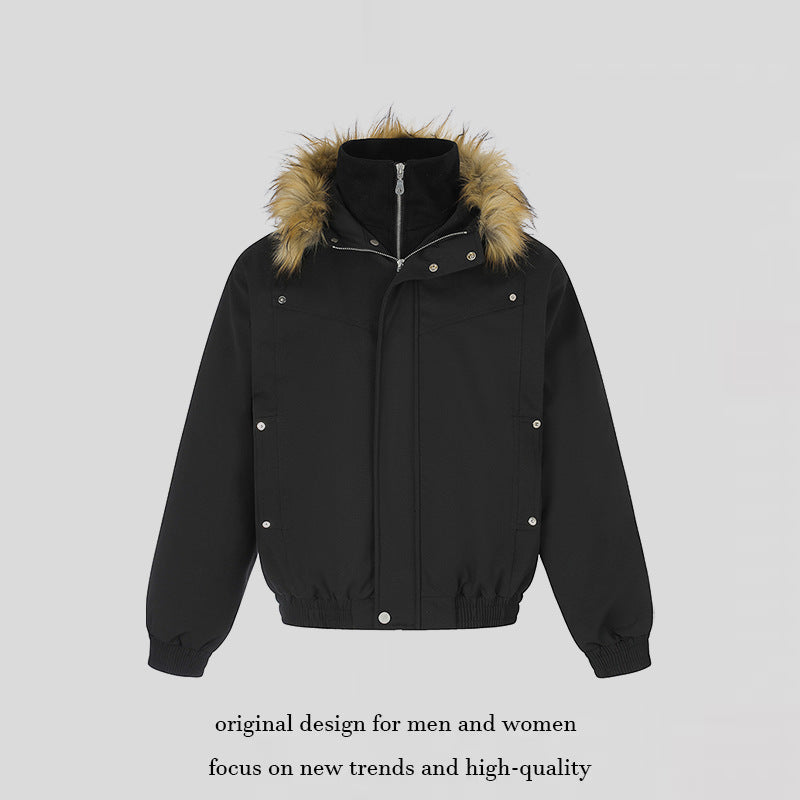 Women's padded winter jacket with removable faux fur hood, high inner collar, and elastic hem Chichicherry