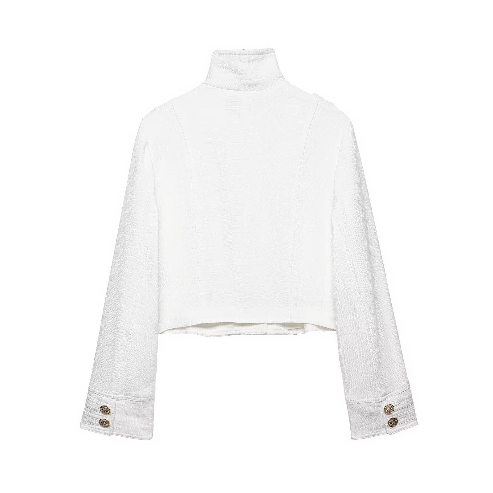 Ladies short jacket in nautical style with double-breasted decorative button placket and stand-up collar Chichicherry