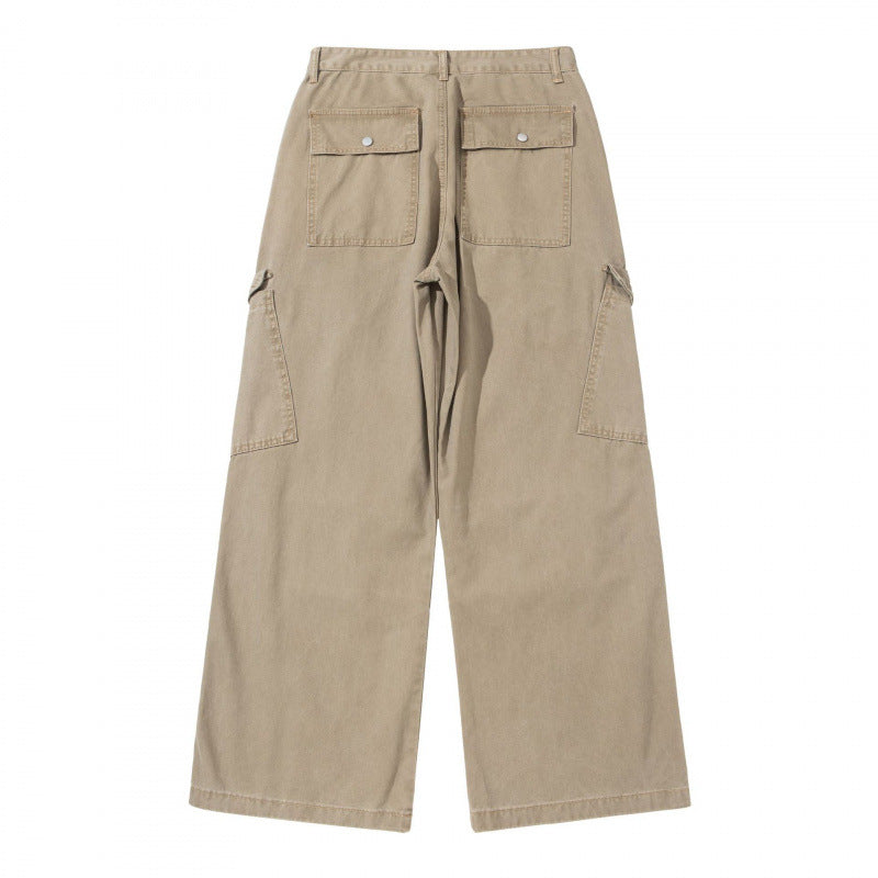 Ladies wide utility cargo pants made of sturdy canvas with a high waist and knee pleats Chichicherry