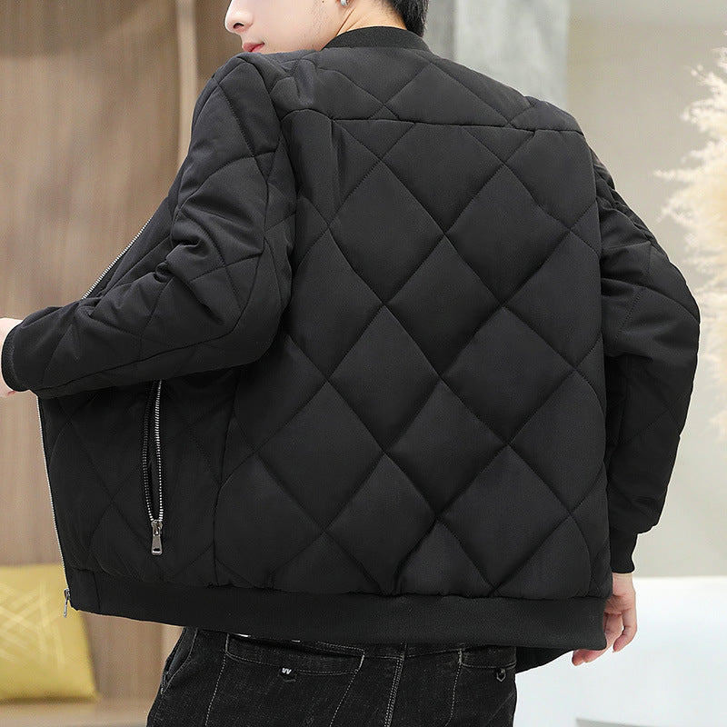 Men's ultralight quilted bomber jacket with diamond quilted pattern, zipper, and ribbed finish Chichicherry