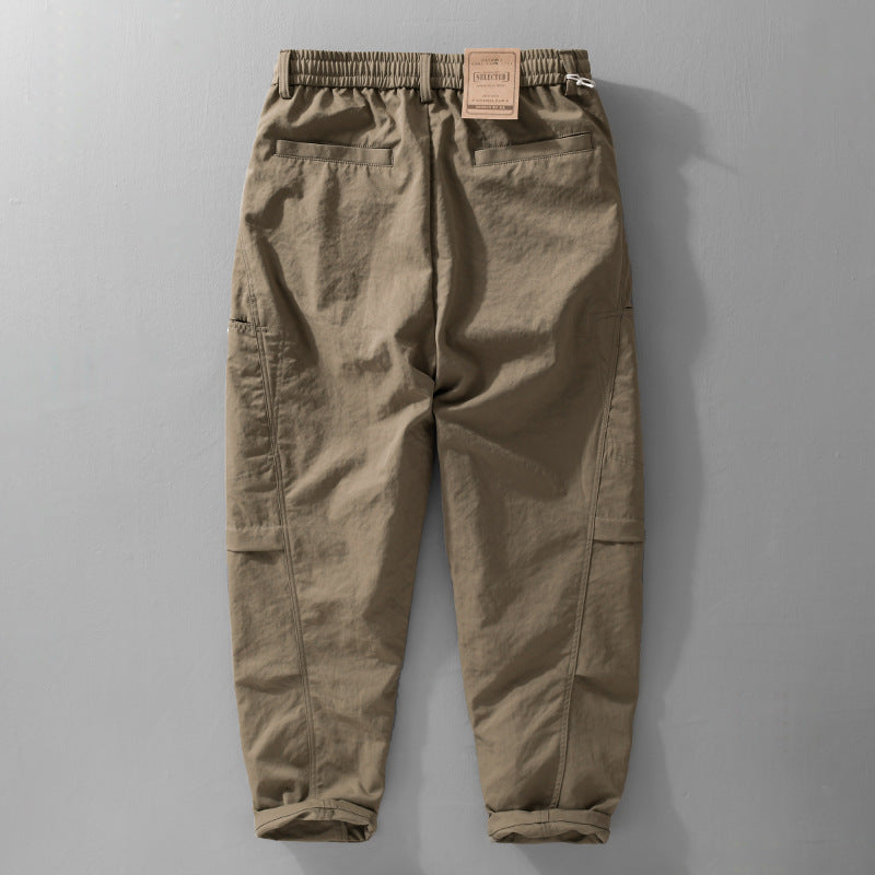 Men's utility cargo pants with drawstring waistband and side flap pockets Chichicherry