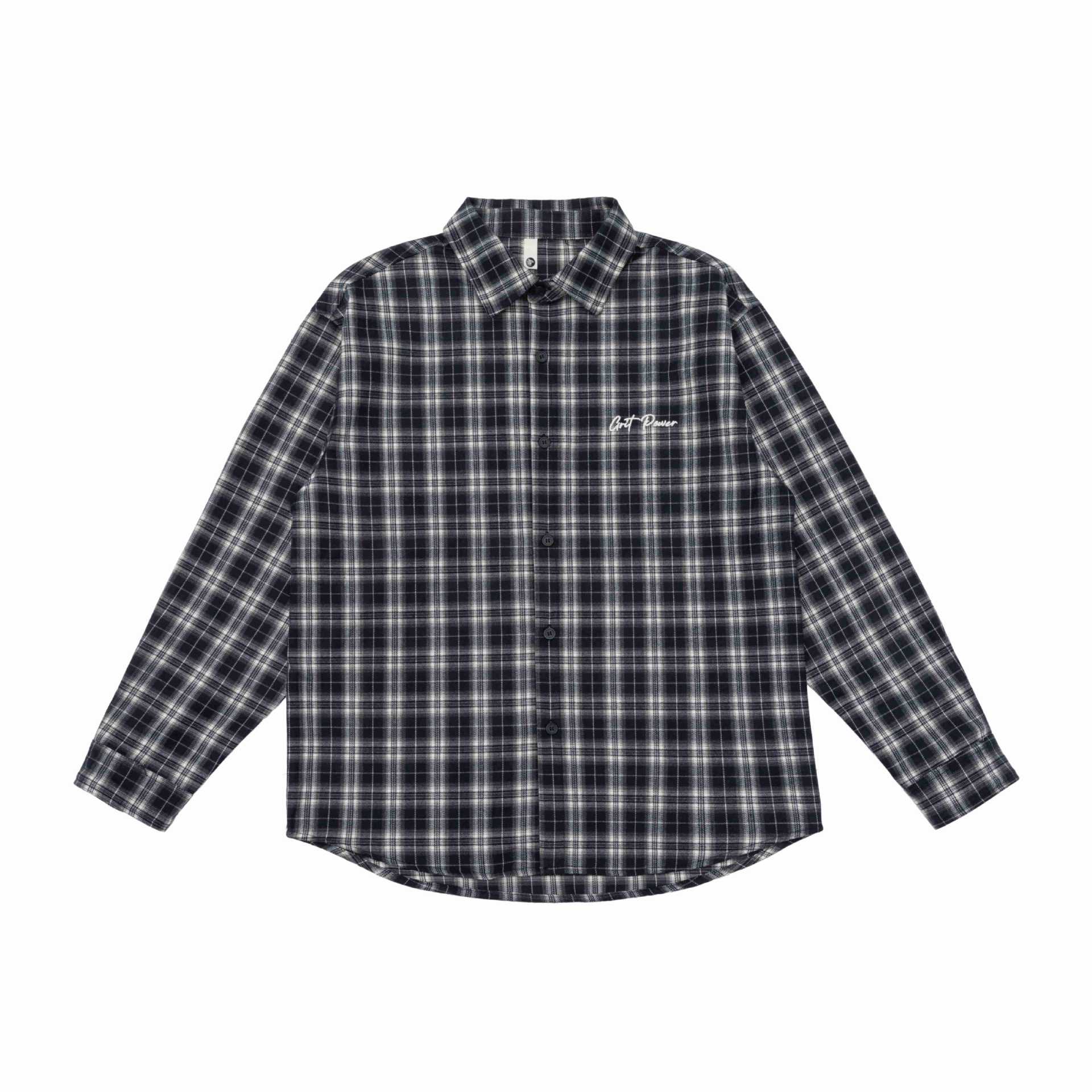Unisex Boxy Flannel Shirt Jacket with Rounded Hem and Embroidered Chichicherry Chest Logo
