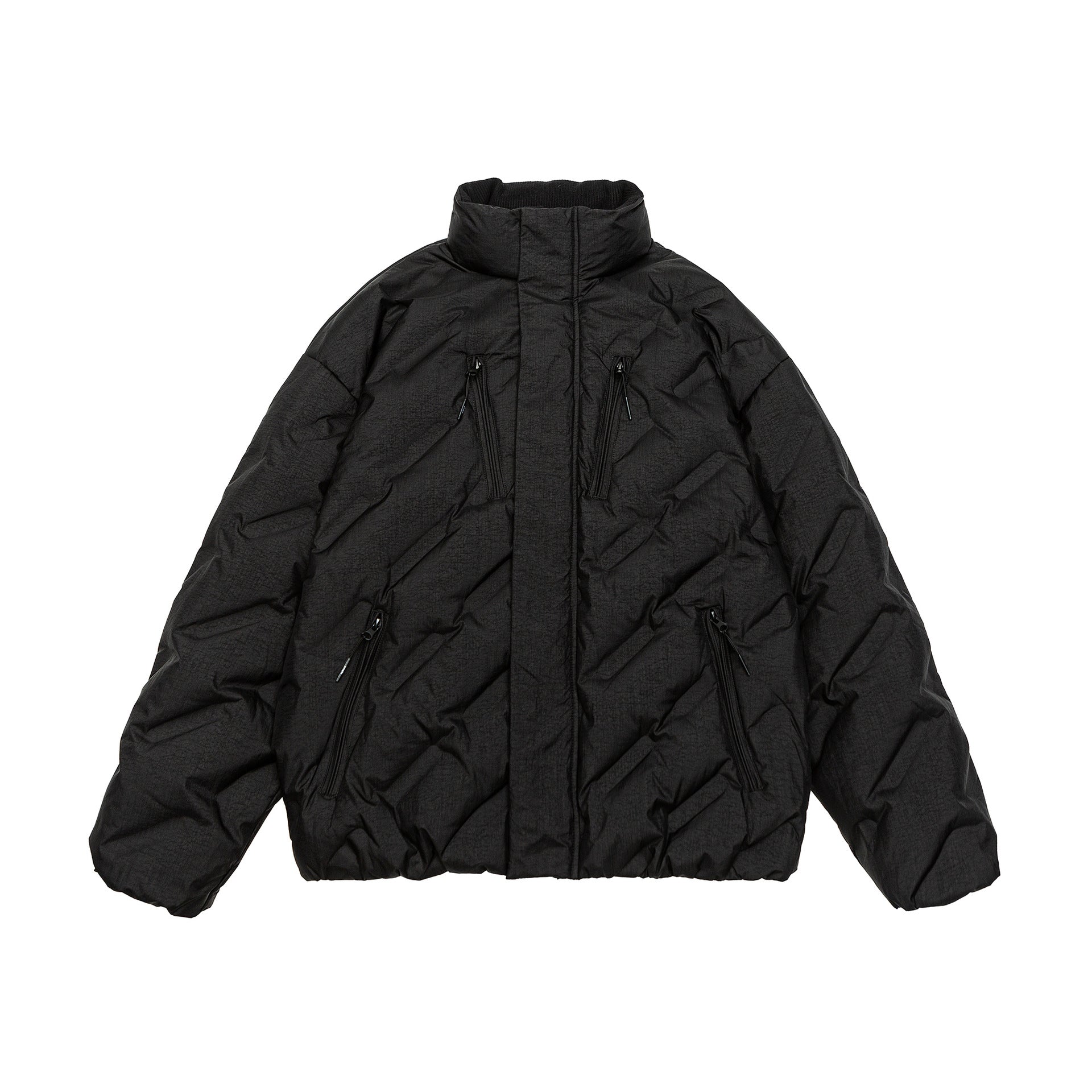 Unisex Padded Oversized Quilted Jacket with High Stand-Up Collar Chichicherry