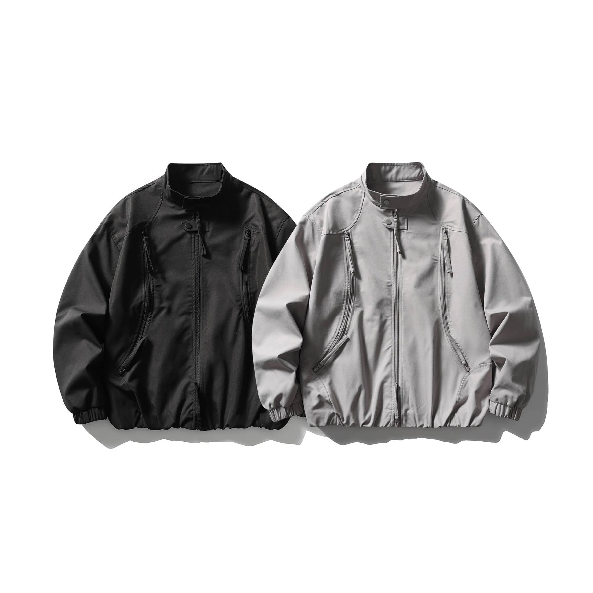 Men's Lightweight Utility Bomber Jacket with Stand-Up Collar Chichicherry
