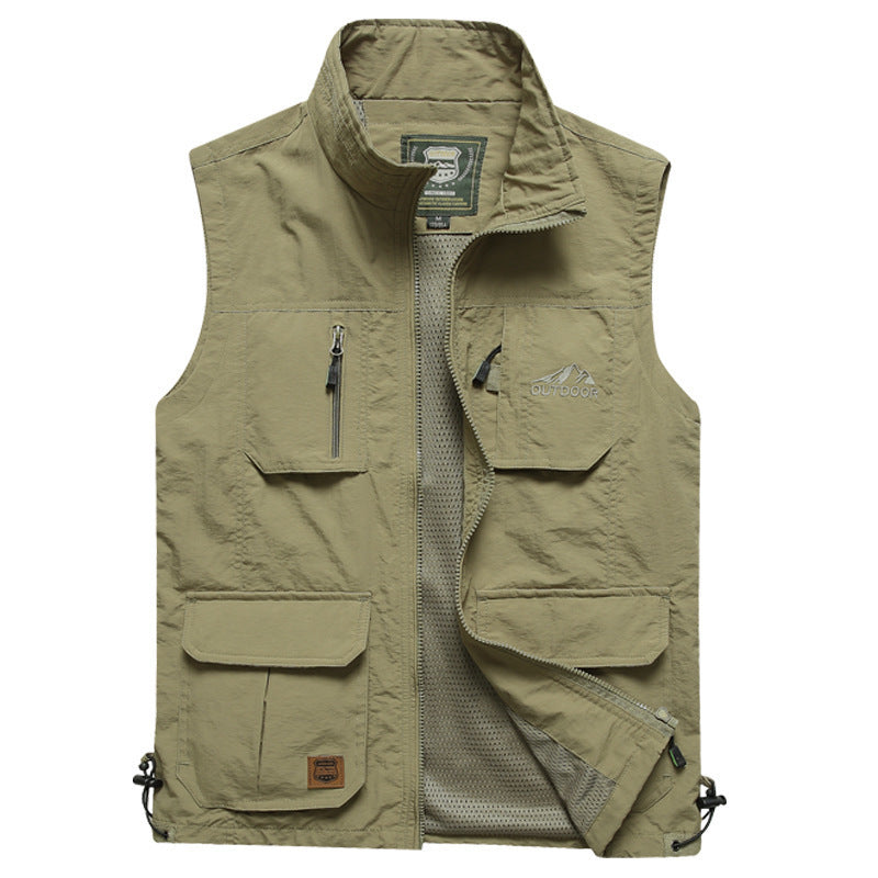 Men's Outdoor Utility Vest with Multiple Pockets, Zipper and Mesh Lining Chichicherry