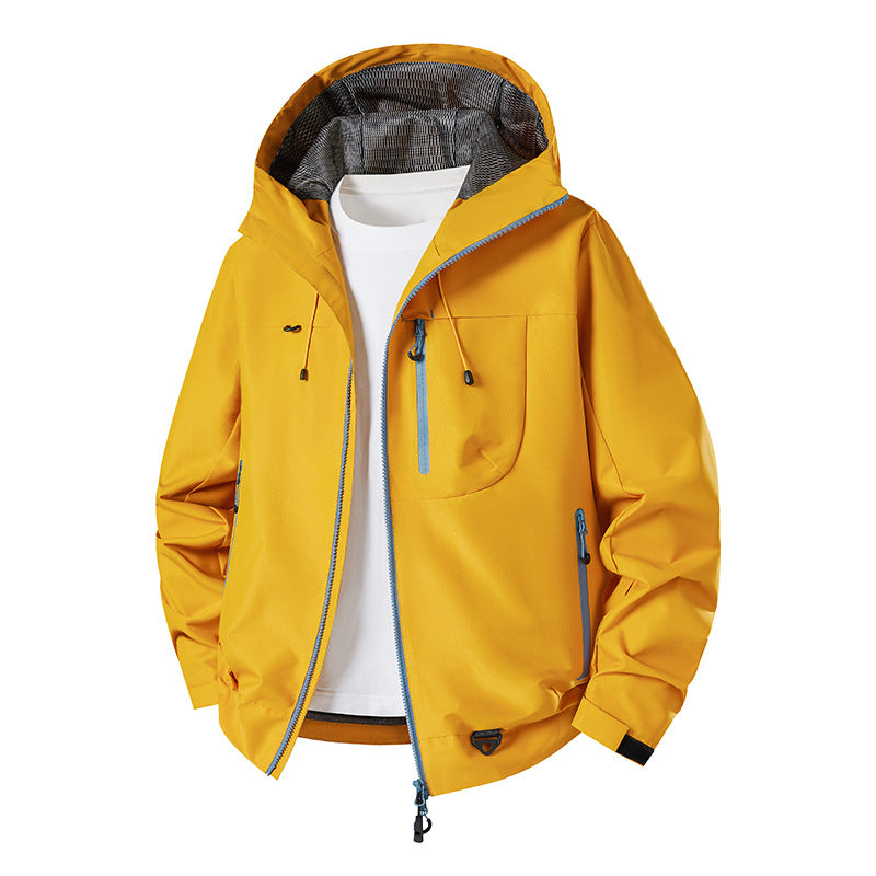 Men's water-repellent technical softshell jacket with hood, breathable mesh lining and zippered pockets Chichicherry