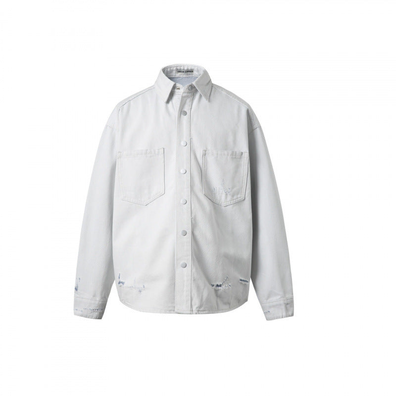 Unisex Oversize Denim Shirt Jacket in Vintage Look Chichicherry