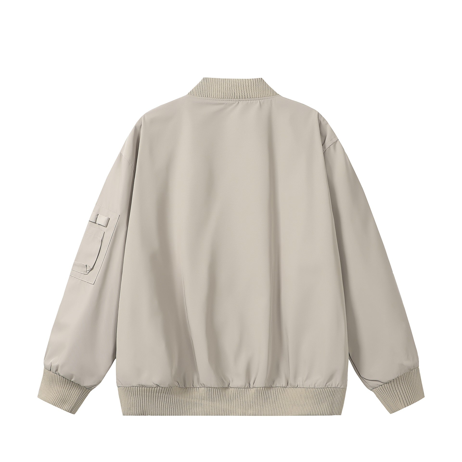 Unisex Short-cut padded bomber jacket with zippered sleeve pocket and ribbed cuffs Chichicherry