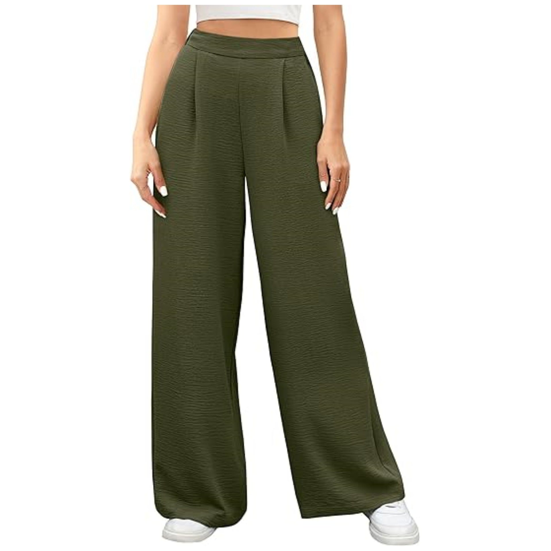 Women's high-waisted wide Palazzo pants with textured fabric Chichicherry