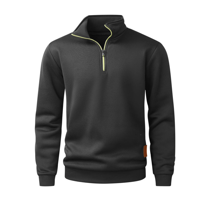 Men's half-zip pullover made of mottled knit with stand-up collar and zipper Chichicherry