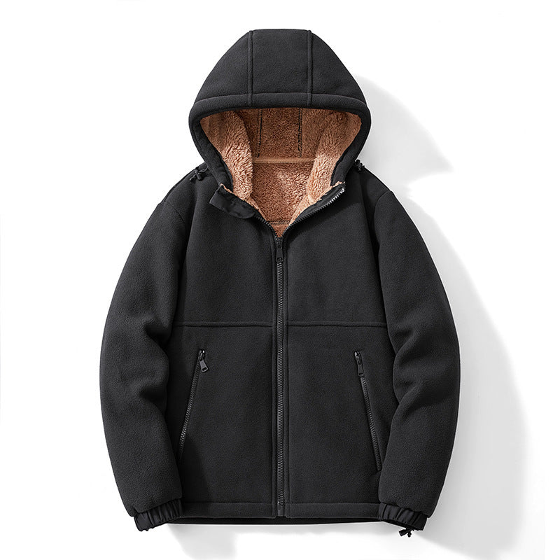 Men's hooded fleece jacket with teddy inner lining, full zip and windproof cuffs Chichicherry
