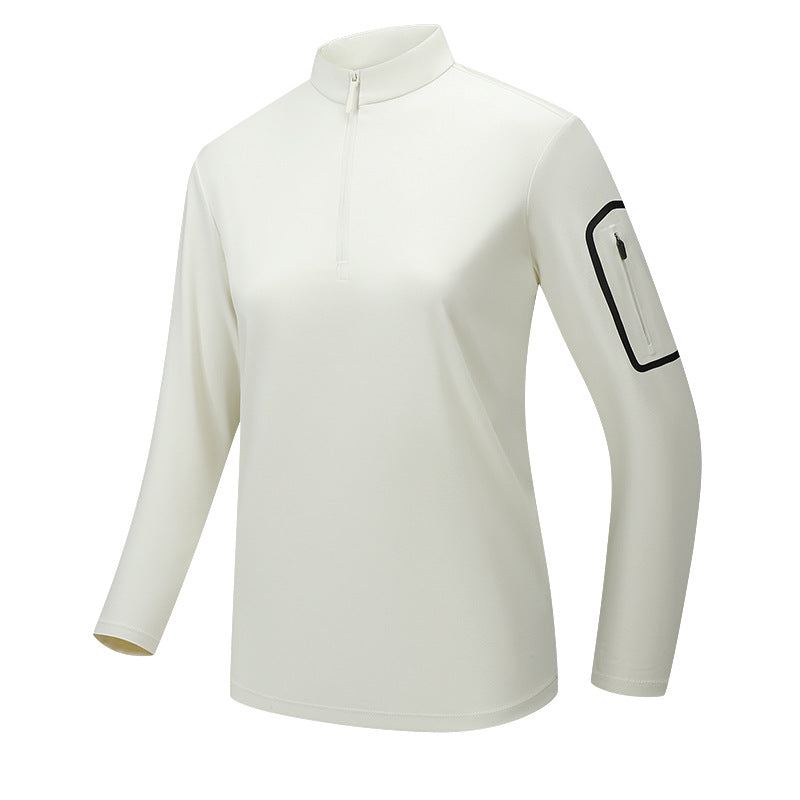 Men's Functional Long Sleeve Training Top with Stand-Up Collar and Zip Arm Pocket Chichicherry