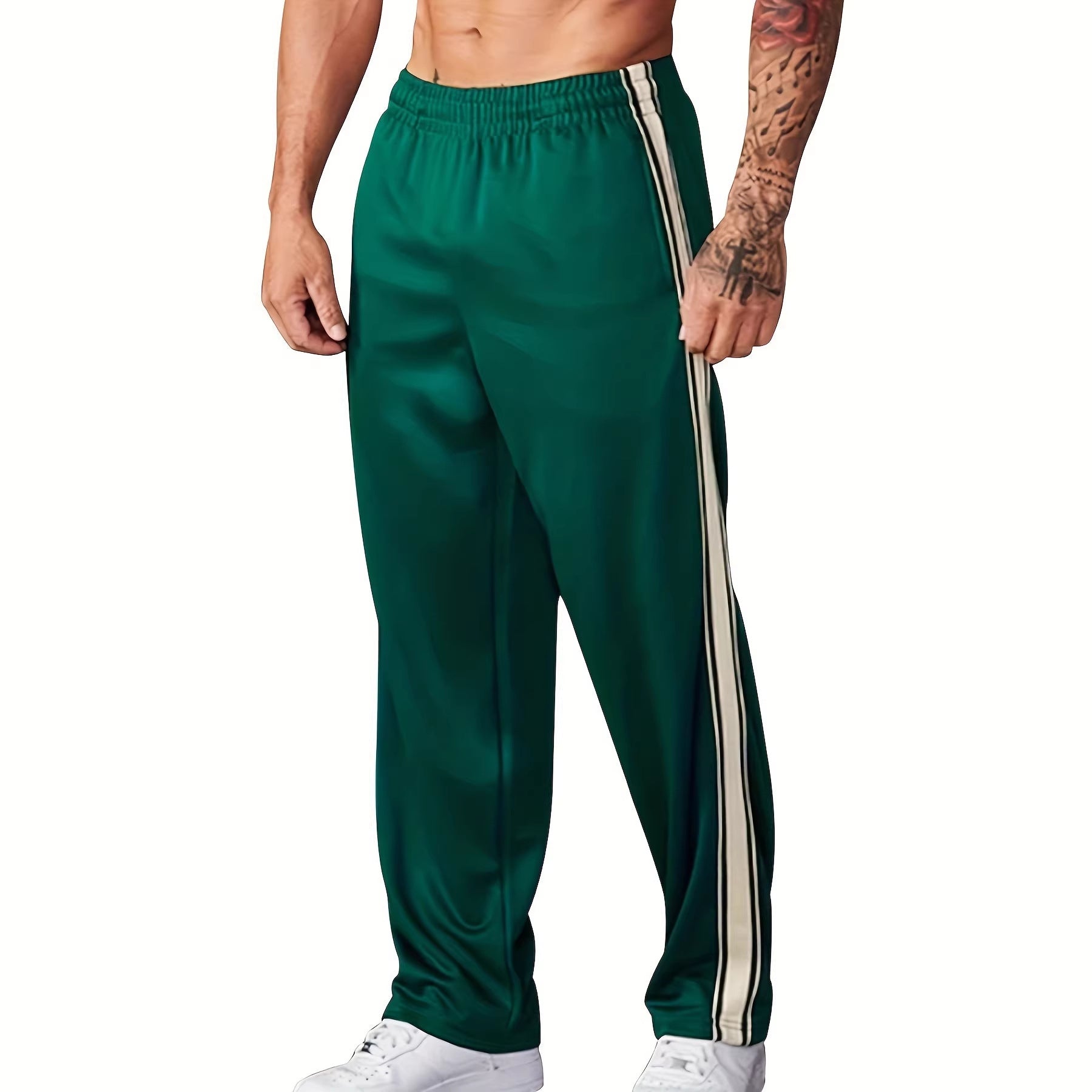 Men's sporty training pants with side tape stripes and elastic waistband Chichicherry