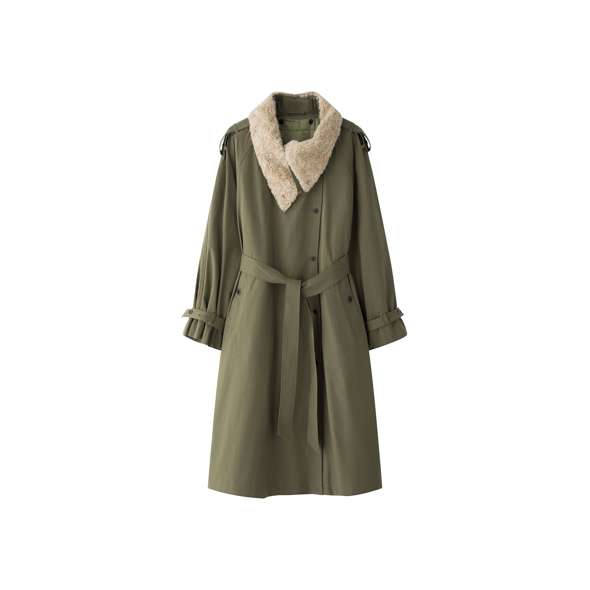 Women’s Long Parka Coat with Removable Teddy Collar and Quilted Inner Jacket Chichicherry