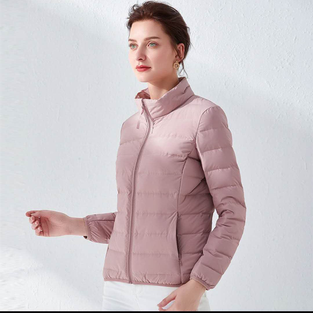 Women's Tailored Ultralight Padded Jacket with Stand-Up Collar and Slim Silhouette Chichicherry