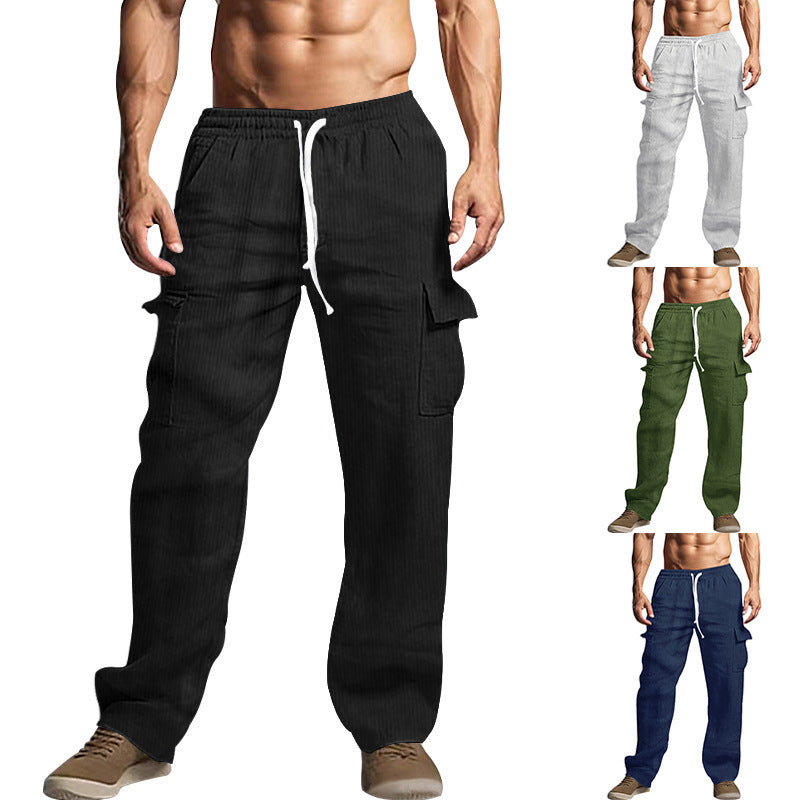 Men's cargo-style cord pants with drawstring and patch pockets Chichicherry