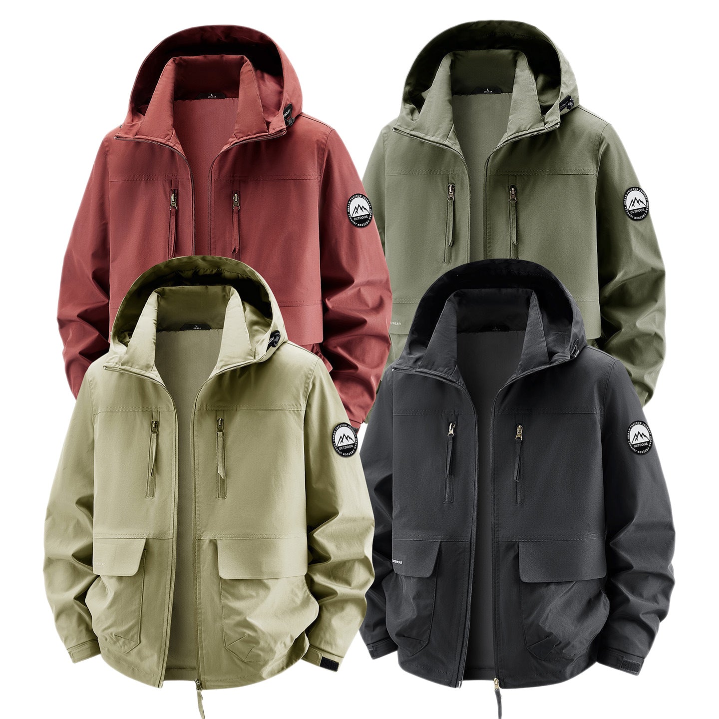 Men's Technical Hooded Field Jacket with Water-Repellent Membrane and Multiple Pockets Chichicherry