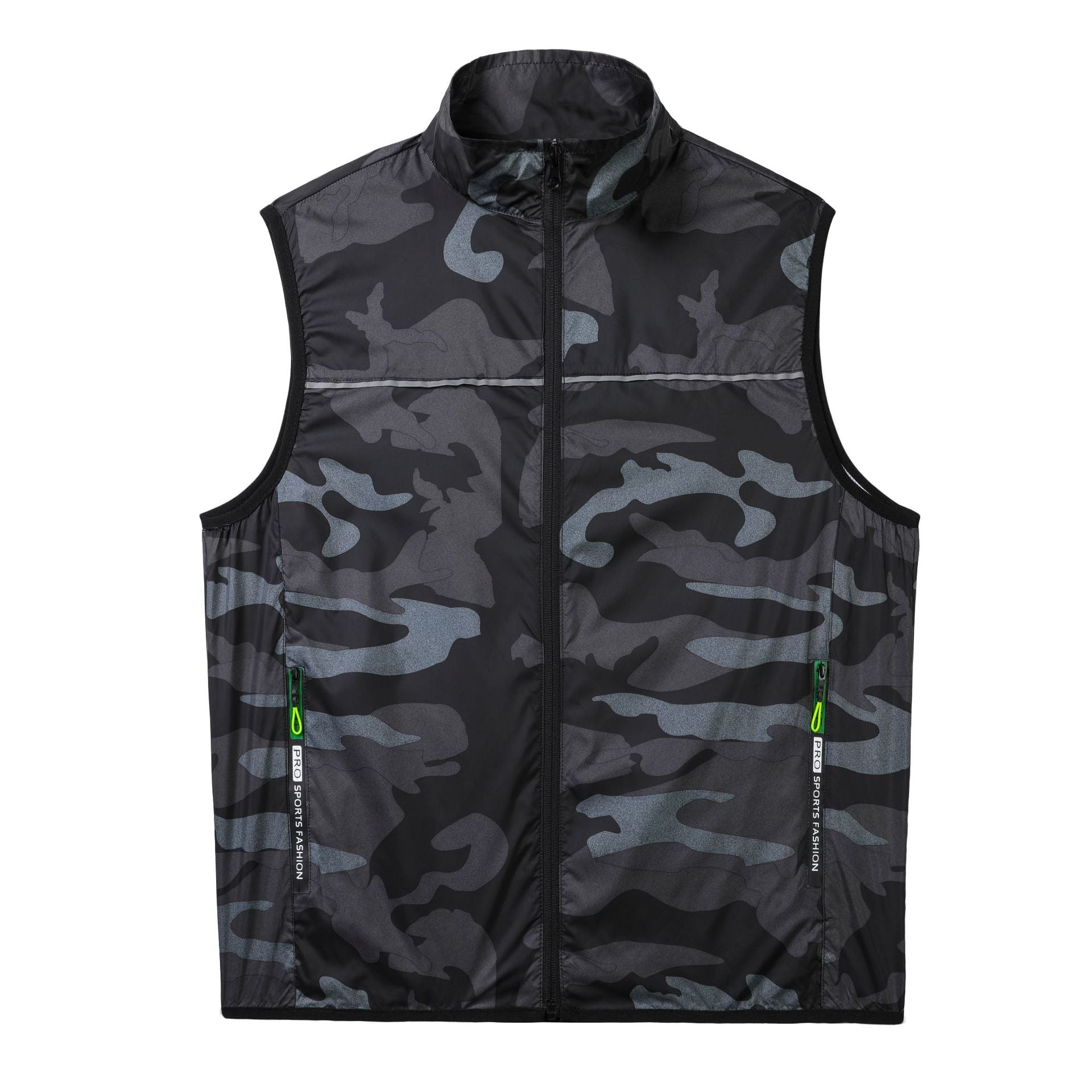Unisex nan ultra-light windproof running vest with stand-up collar and reflective piping Chichicherry