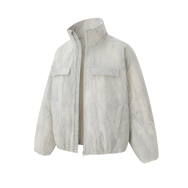 Unisex Short fitted padded oversized bomber jacket with stand-up collar and chest flaps Chichicherry