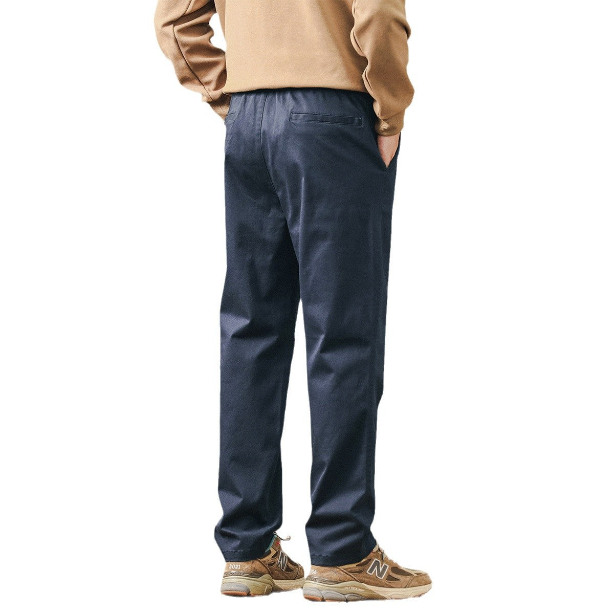 Men's tapered cotton chino pants with elastic waistband and classic side pockets Chichicherry