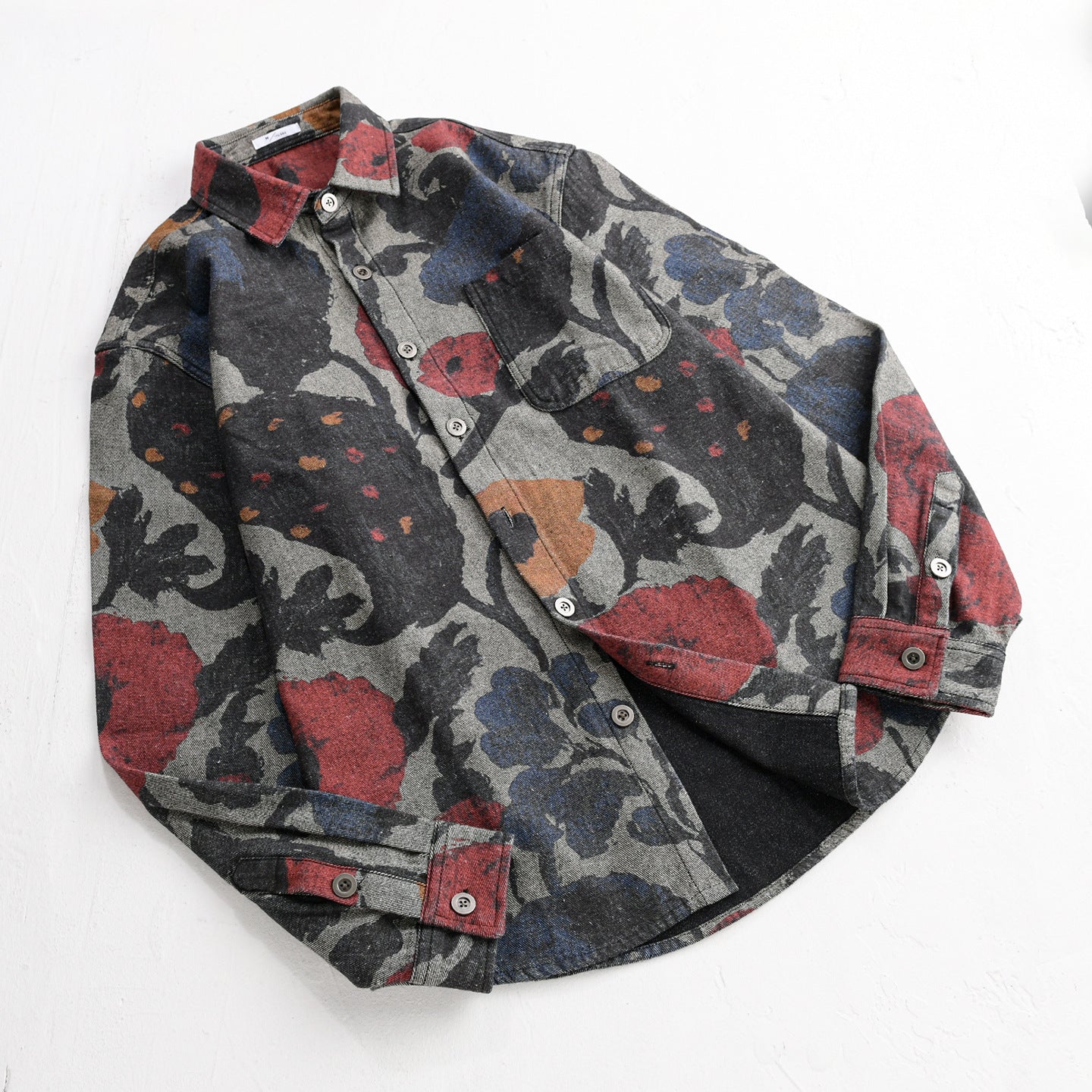 Men's overshirt made of flannel with large floral jacquard structure Chichicherry