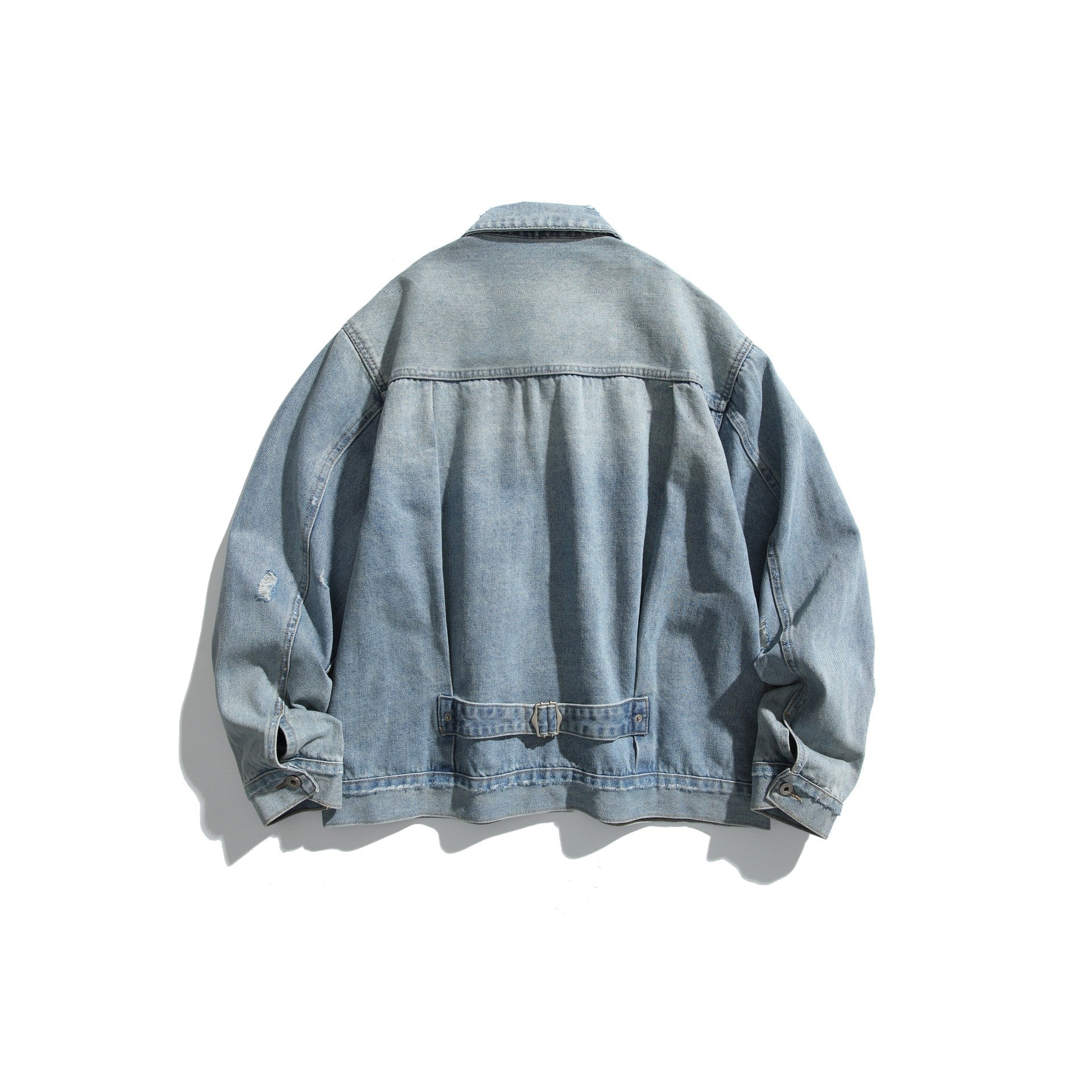 Unisex Oversized Denim Jacket with Used Look, Boxy Cut and Chest Pockets Chichicherry