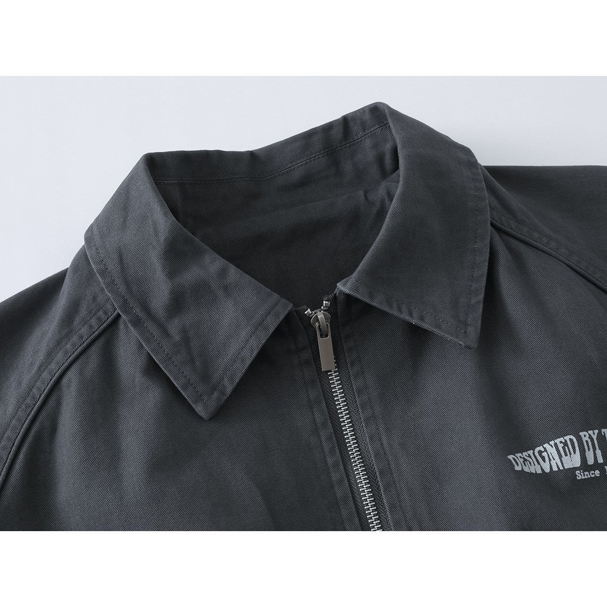 Unisex Boxy Blouson Jacket with Shirt Collar, Two-Way Zipper and Elastic Hem Chichicherry