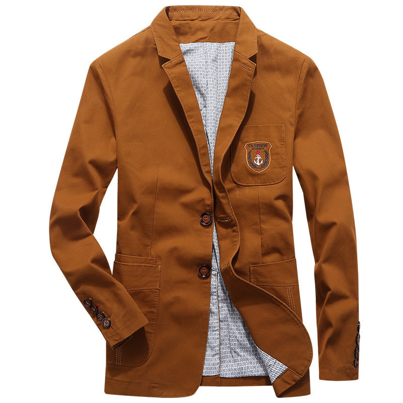 Men's casual cotton blazer in worker style with chest patch and applied pockets Chichicherry