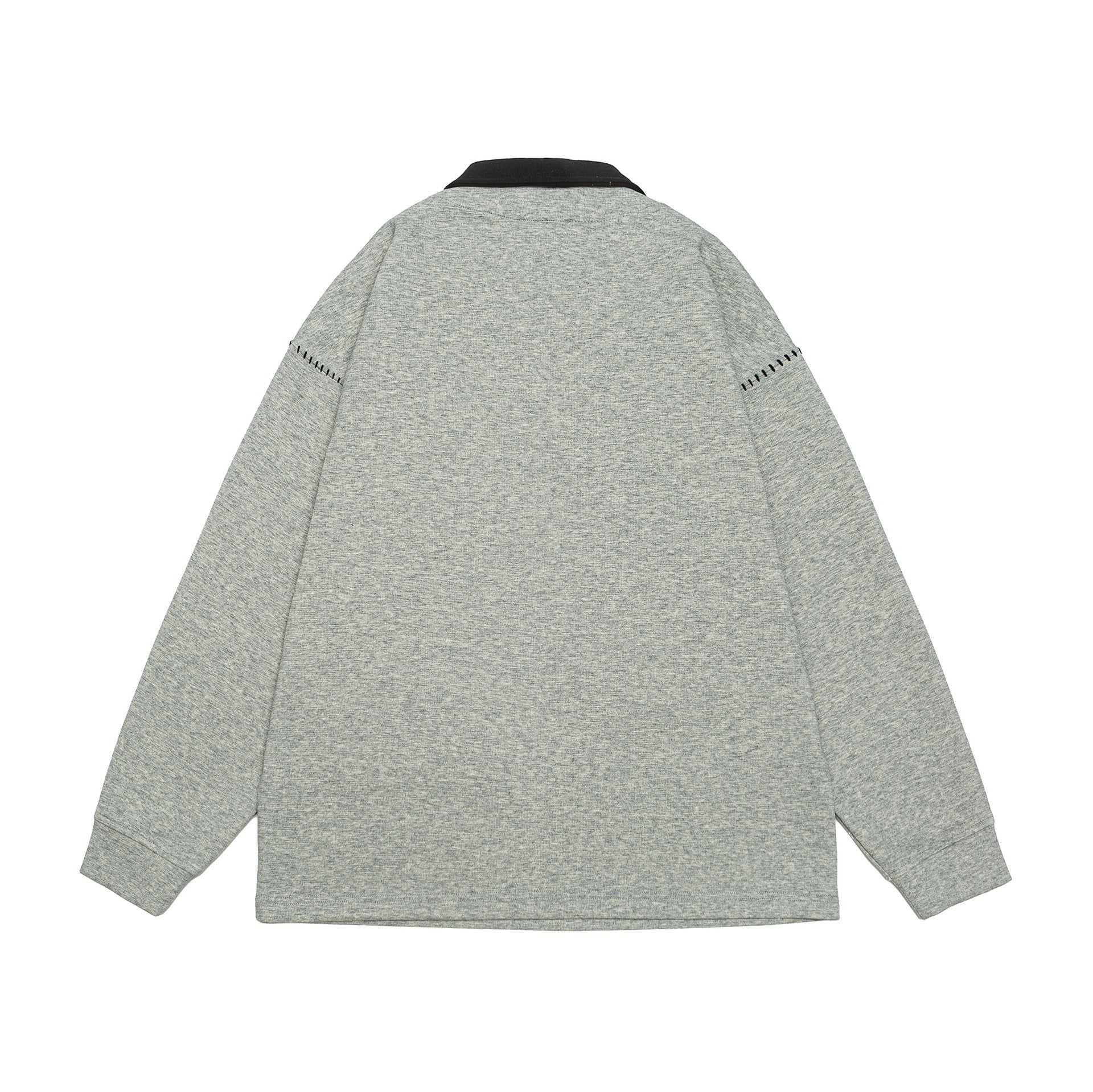 Unisex Oversize Polo collar sweatshirt with contrast collar and decorative perforation Chichicherry
