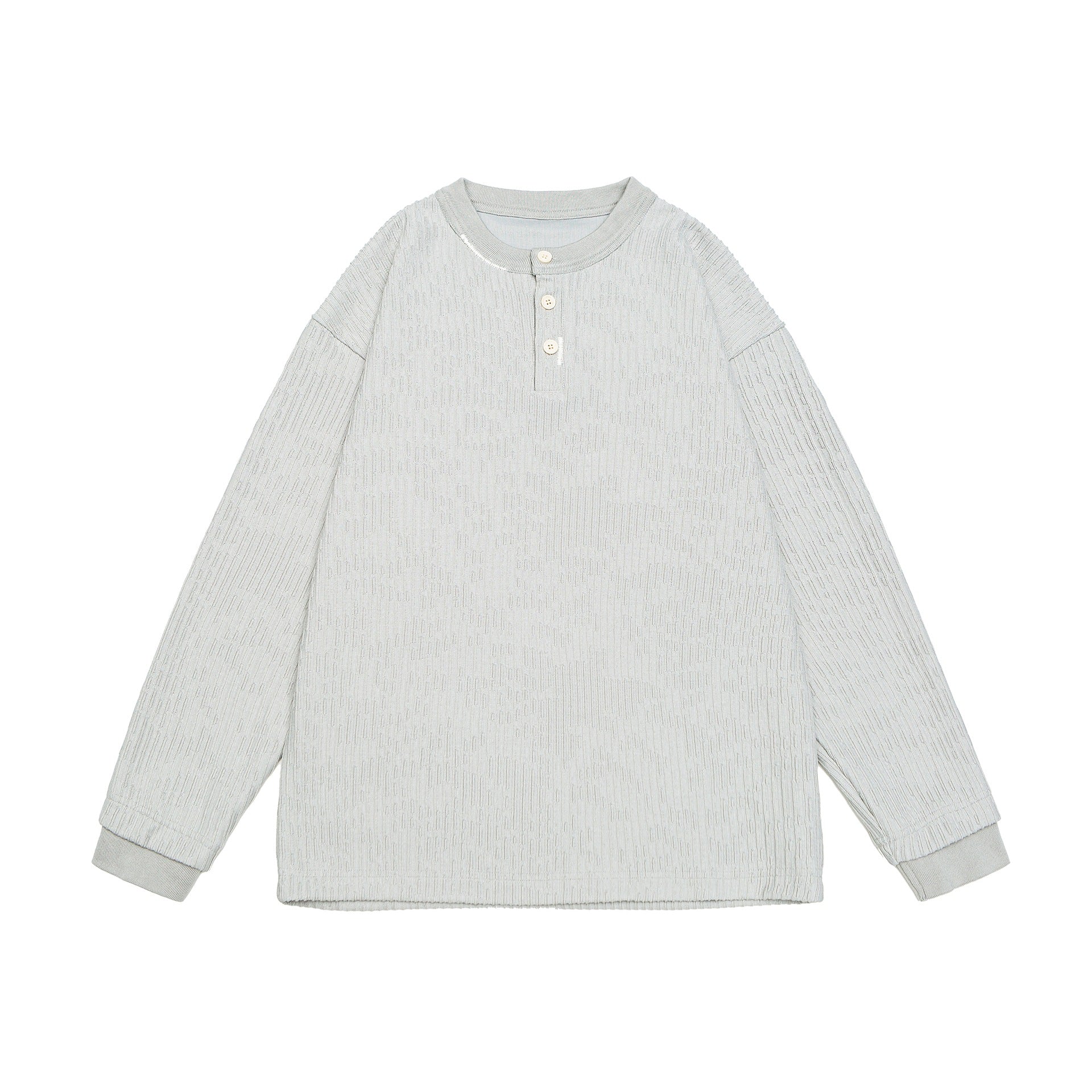 Unisex Ribbed Henley Sweater with Button Placket Oversized Cut Chichicherry