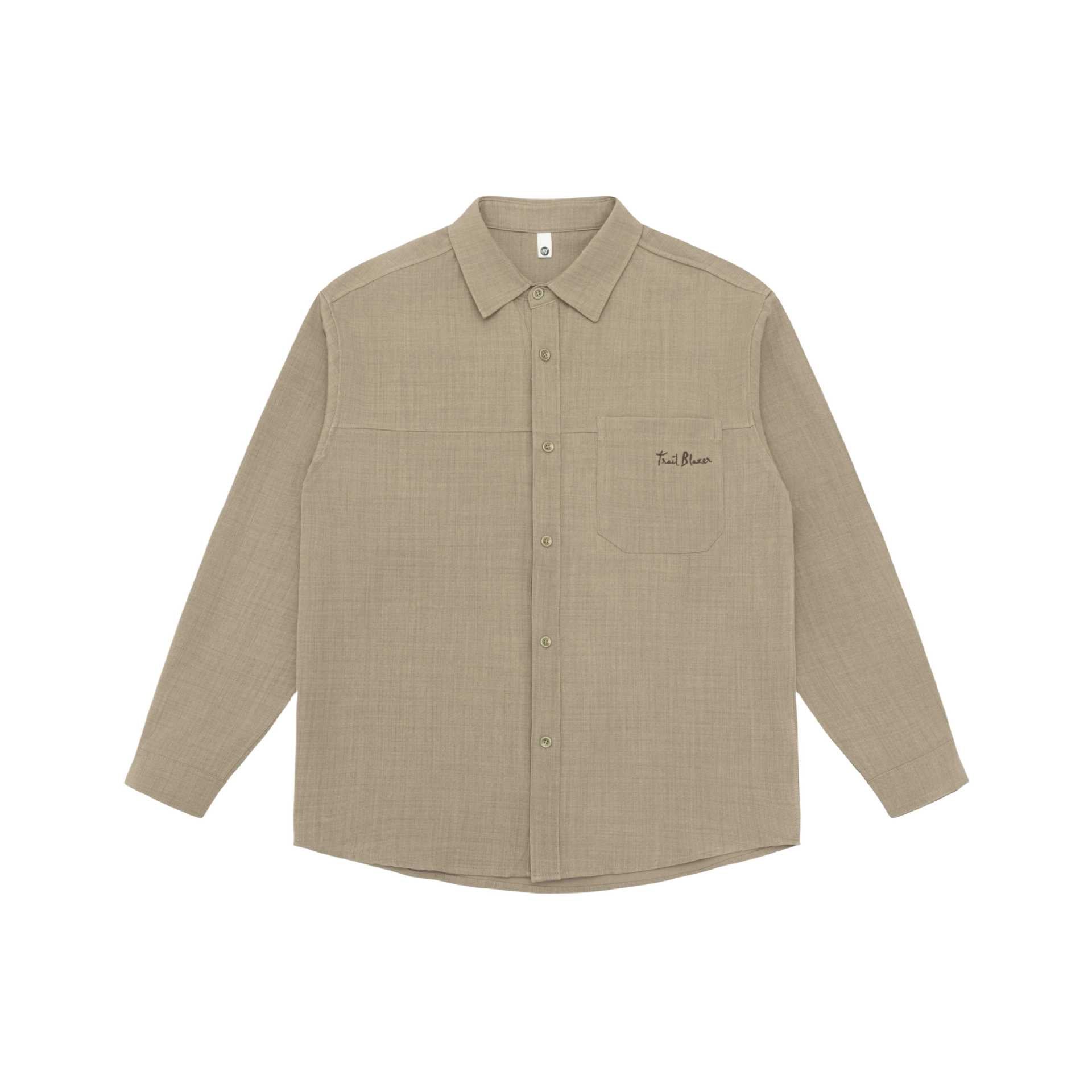 Unisex Lightweight Shirt Jacket in Overshirt Style made of Linen-Cotton Blend with Chest Pocket and Rounded Hem Chichicherry