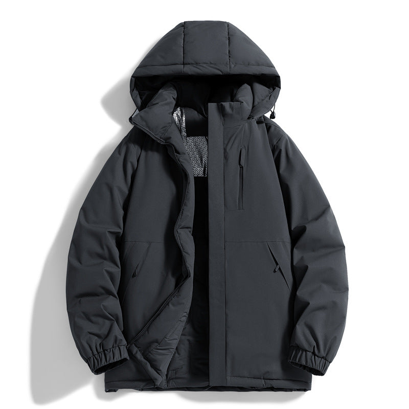 Men's Technical Quilted Parka with Hood, Thermo Insulation and Chest Zip Pocket Chichicherry