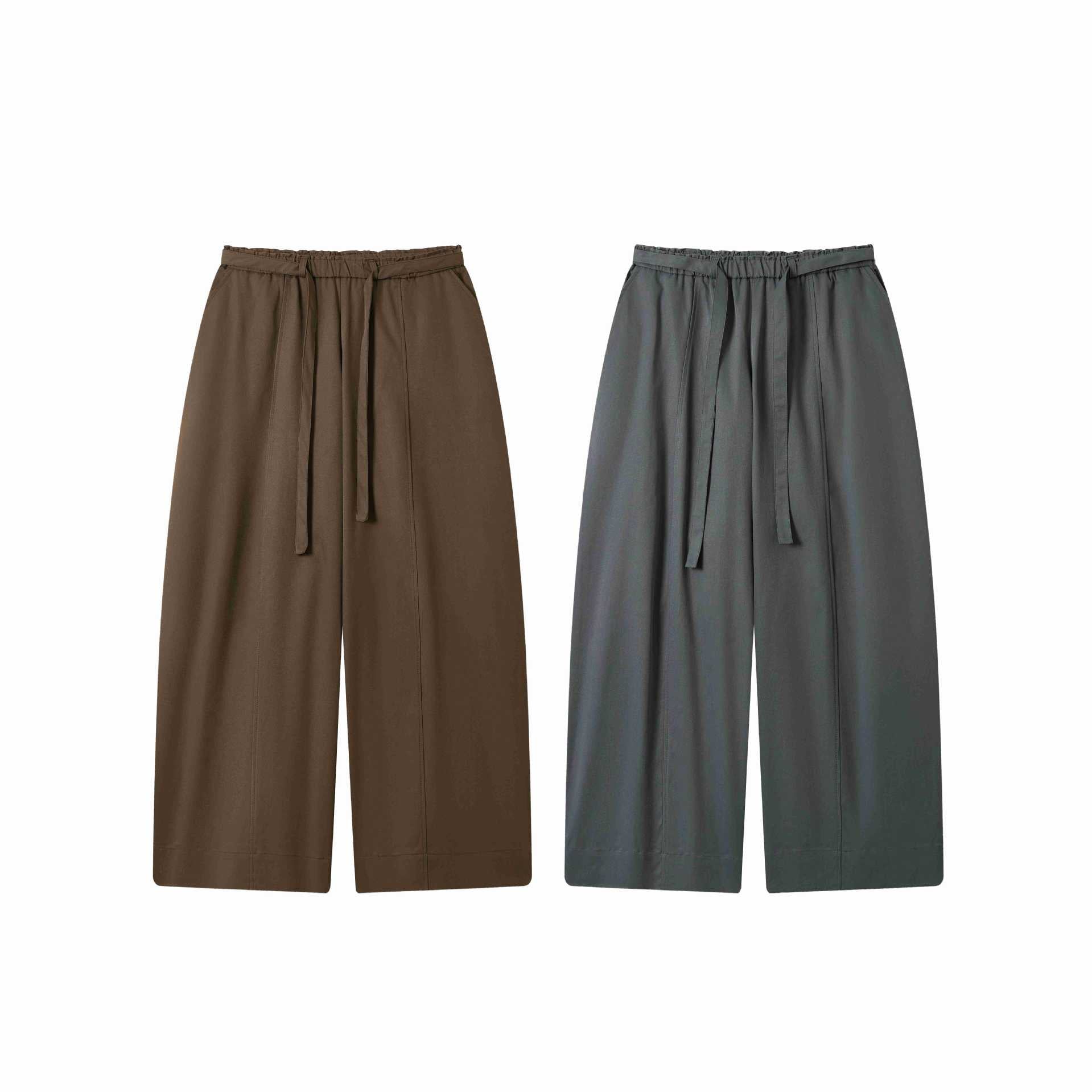 Women Culotte Pants with High Waist Wide Leg and Tied Belt Chichicherry