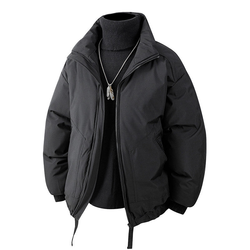 Men's Oversized Thermal Quilted Jacket with High Collar, Zipper and Drawstring Chichicherry