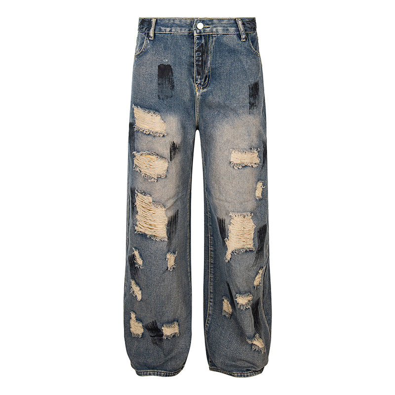 Women's Loose Destroyed Jeans with High Waist, Used Wash and Balloon Hem Chichicherry