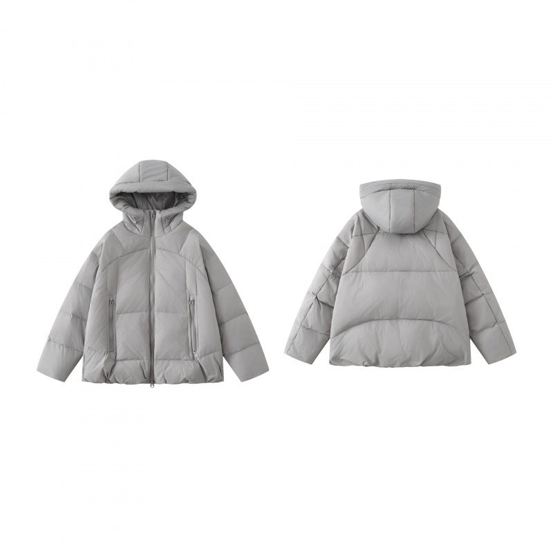 Unisex Short-cut thermal insulating puffer jacket with adjustable hood and two-way zipper Chichicherry