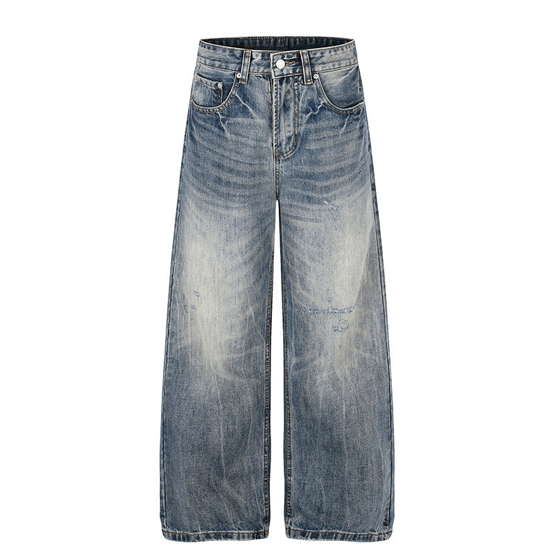 Women's Wide High-Waist Denim Palazzo Jeans with Used Effect and Wide Leg Chichicherry