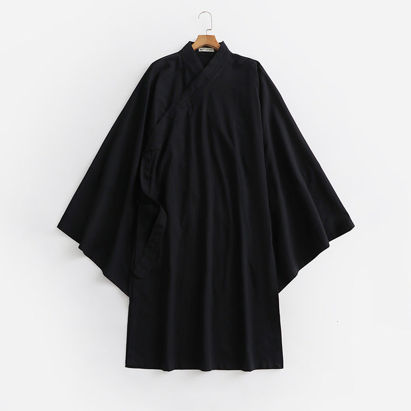 Unisex Oversize Kimono Coat with Wide Sleeves and Asymmetrical Wrap Front Chichicherry