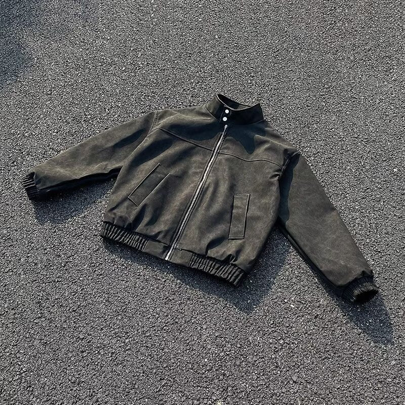 Unisex Kurz geschnittene Oversize-Bomberjacke mit Stehkragen und elastischem Saum Chichicherry