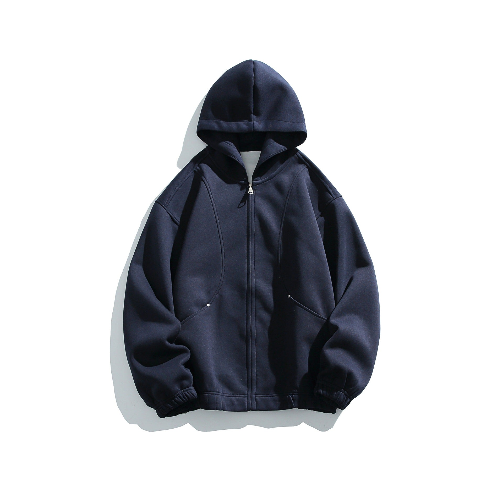 Unisex hoodie jacket with full zip, textured neoprene look and bubble pleat details Chichicherry