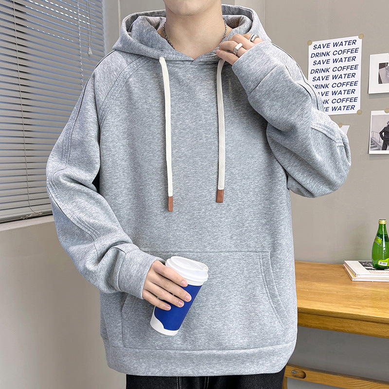 Men's Oversize Hoodie with Kangaroo Pocket Raglan Sleeves and Extra Long Cords Chichicherry