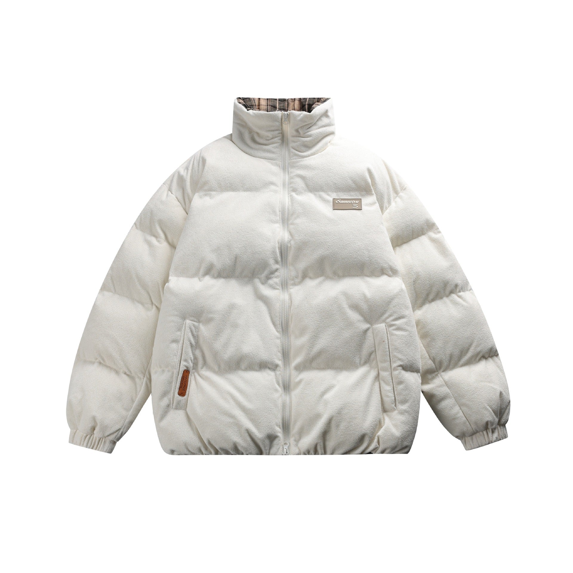 Unisex Boxy quilted short jacket with high funnel collar and teddy fleece look Chichicherry
