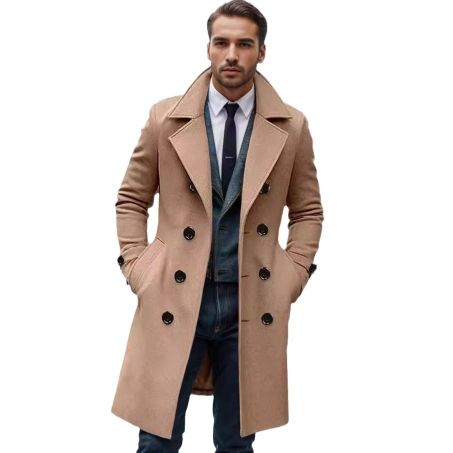 Men's double-breasted wool coat with wide lapels and fitted silhouette Chichicherry