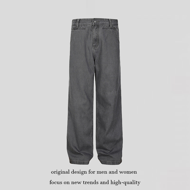 Men's Wide Canvas Pants in Palazzo Cut with High Waist Fit and Straight Leg Chichicherry
