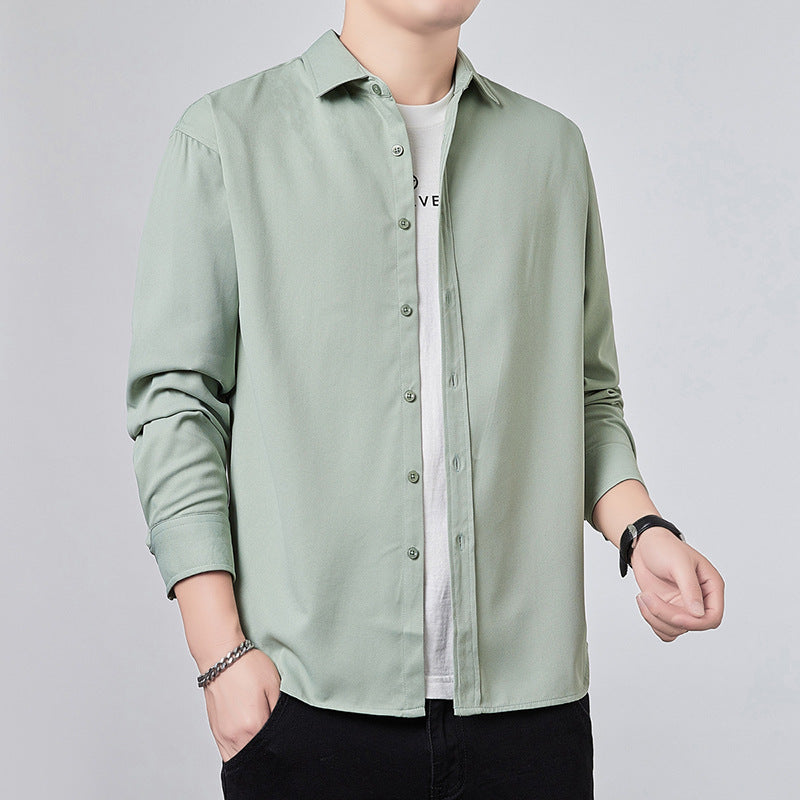 Men's Long Sleeve Shirt with Relaxed Fit and Light Satin Look Chichicherry